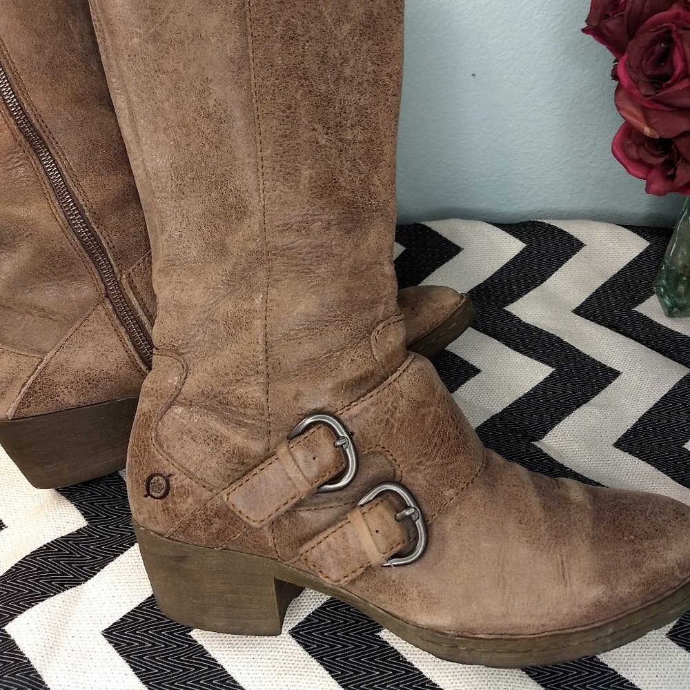 Tan Born Boots With A Heel